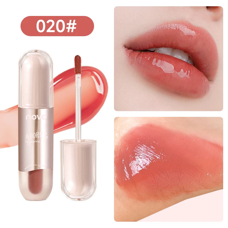Hochglänzender Lipgloss, langanhaltender, feuchtigkeitsspendender Flüssig-Lippenstift mit Spiegeleffekt, wasserfest, klebt nicht, hochglänzend, leichte und seidige Textur