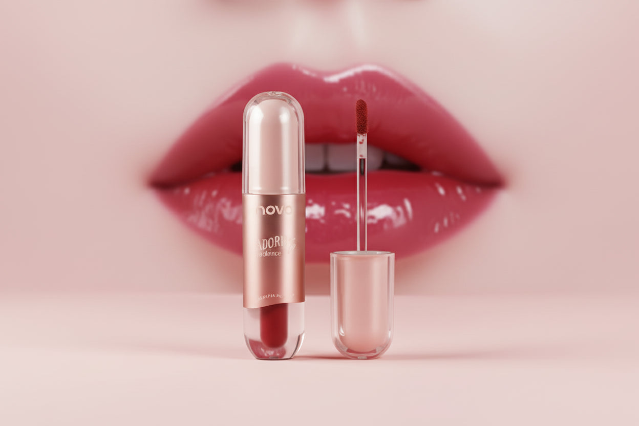 Hochglänzender Lipgloss, langanhaltender, feuchtigkeitsspendender Flüssig-Lippenstift mit Spiegeleffekt, wasserfest, klebt nicht, hochglänzend, leichte und seidige Textur