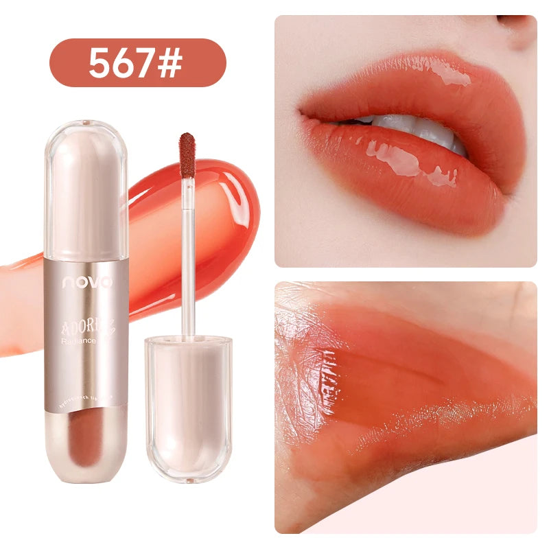 Hochglänzender Lipgloss, langanhaltender, feuchtigkeitsspendender Flüssig-Lippenstift mit Spiegeleffekt, wasserfest, klebt nicht, hochglänzend, leichte und seidige Textur