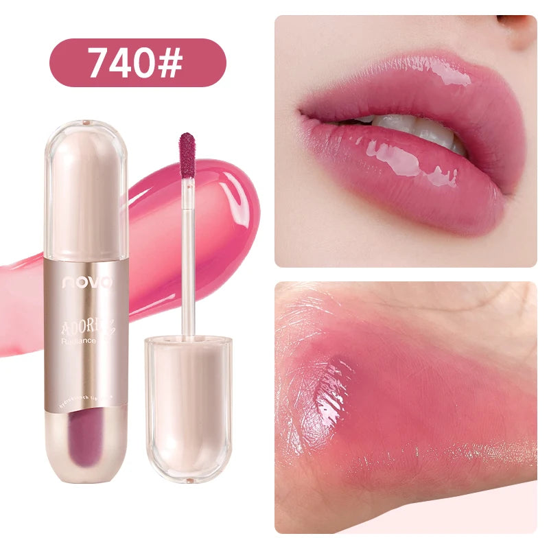 Hochglänzender Lipgloss, langanhaltender, feuchtigkeitsspendender Flüssig-Lippenstift mit Spiegeleffekt, wasserfest, klebt nicht, hochglänzend, leichte und seidige Textur