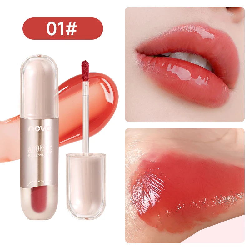 Hochglänzender Lipgloss, langanhaltender, feuchtigkeitsspendender Flüssig-Lippenstift mit Spiegeleffekt, wasserfest, klebt nicht, hochglänzend, leichte und seidige Textur