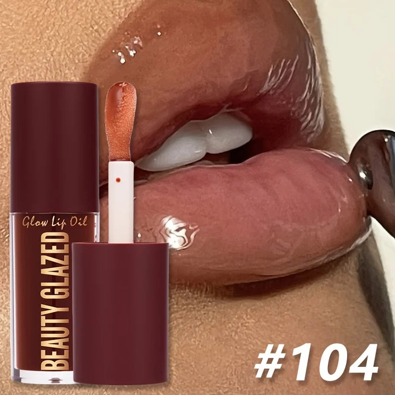 BEAUTY GLAZED 4 Farben Feuchtigkeitsspendendes Lippenöl, Feuchtigkeitsspendender Lipgloss, Leuchtender Öl-Lipgloss, Flüssiger Lipgloss, Natürlicher Lippenvergrößerer