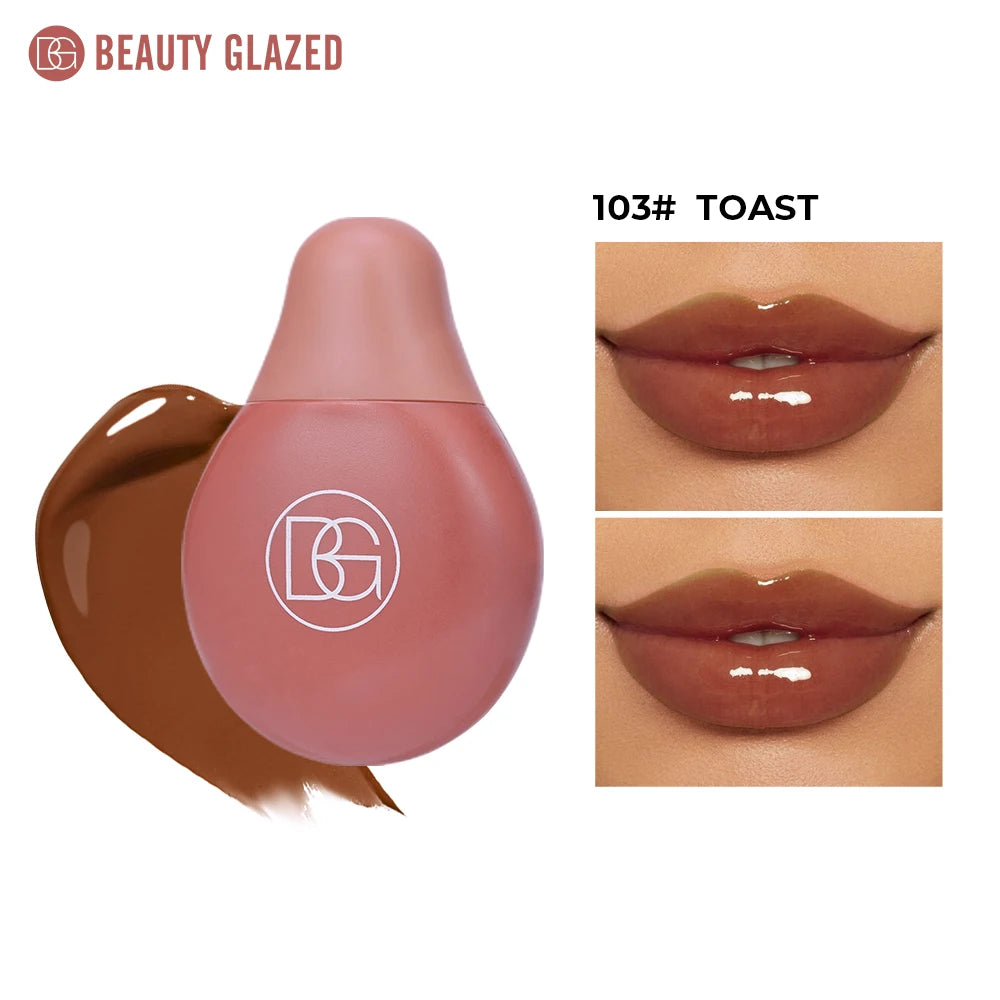 EAUTY GLAZED 4-Farben-Lipgloss, Lippenöl, feuchtigkeitsspendender Lippenstift, Lippenbalsam, Hochglanz und langanhaltender Lipgloss, Pflege für trockene Lippen