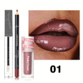 3-teiliges Glossy Lip Set, Schimmernder Lipgloss + Lippenöl + Lipliner, pflegend, nicht klebrig, hochglänzend, für das tägliche Make-up